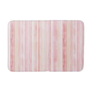 Blush Pink Cream Stripes Bath Mat
