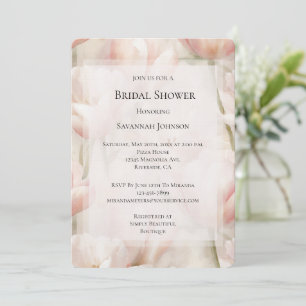 Blush Pink Cream Tulips Flowers Bridal Shower Invitation