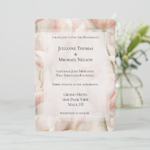 Blush Pink Cream Tulips Flowers Romantic Wedding Invitation