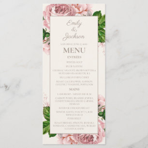 Blush Pink Cream Vintage Floral Wedding Menu