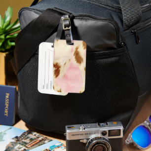 Blush Pink Cream White Gold Cowhide Luggage Tag