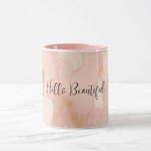 Blush Pink Cream White Gold Cowhide Mug