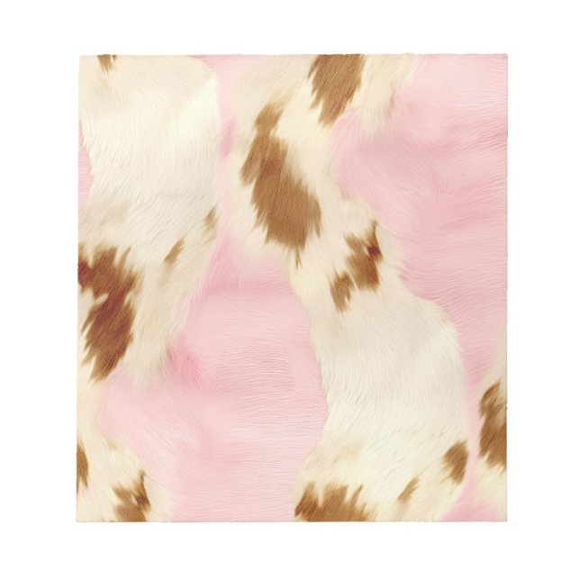 Blush Pink Cream White Gold Cowhide Notepad (Front)