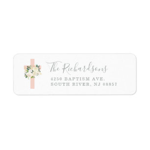 Blush Pink Cross and White Flowers Baptism