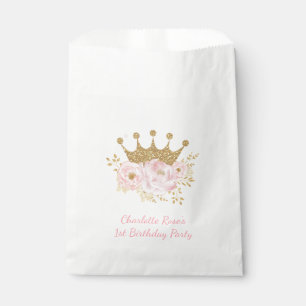 Blush Pink Crown Princess Baby Shower Birthday Favour Bags