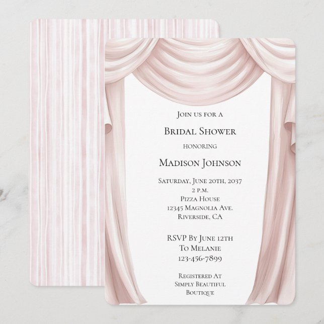 Blush Pink Curtain Invitation (Front/Back)