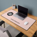 Blush Pink | Custom Business Logo Name, Slogan Desk Mat<br><div class="desc">Create your own company workspace branded decoration with our ergonomic cute feminine trendy chic blush Pink Business Company Logo Desk Mat. This stylish, modern and professional desk mat allows you to personalize your boss, coworker or employee office in a unique way. Add corporate logo, name, profession, website, slogan, social media...</div>