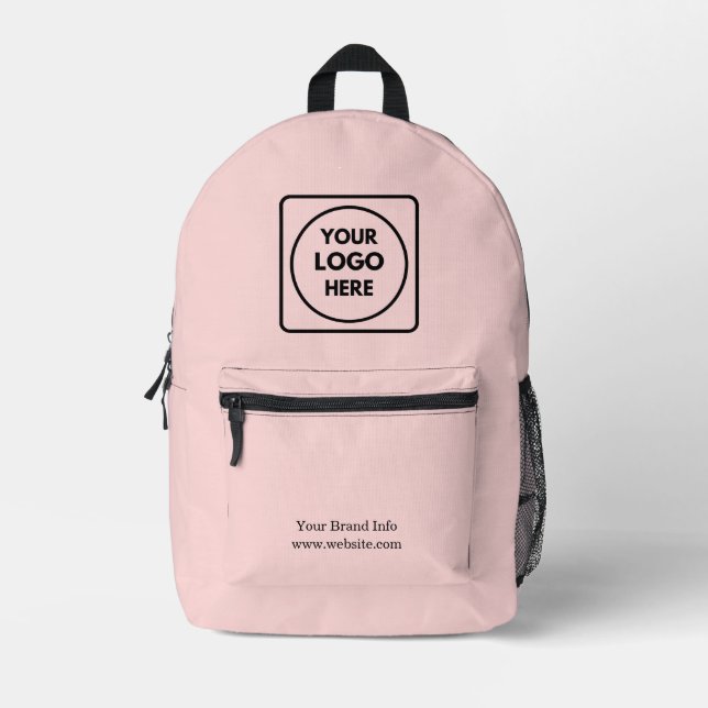 Blush Pink | Custom Business Logo Professional  Printed Backpack (Front)