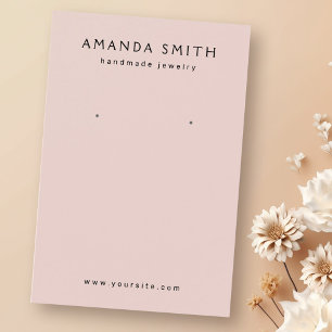 Blush pink custom logo earring display card
