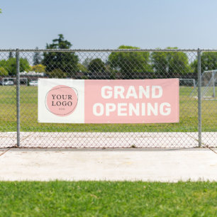 Blush Pink Custom Logo Grand Opening Business Banner