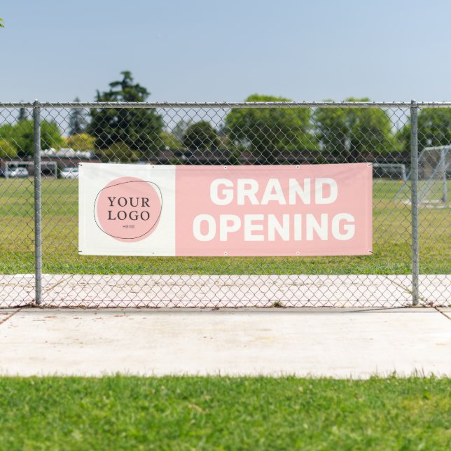 Blush Pink Custom Logo Grand Opening Business Banner (Insitu)