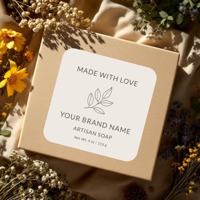 Blush Pink Custom Minimalist Label Botanical Sprig (Creator Uploaded)