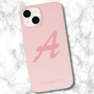 Blush Pink Custom Monogram Name iPhone 14 Case