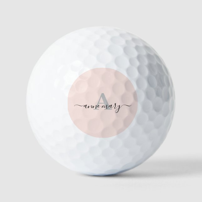 Blush Pink Custom Name Monogram Gift Favour Girly Golf Balls (Front)
