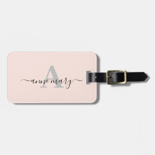 Blush Pink Custom Name Monogram Gift Favour Girly Luggage Tag
