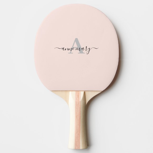 Blush Pink Custom Name Monogram Gift Favour Girly Ping Pong Paddle (Front)