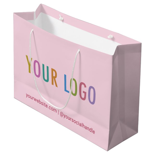 Blush Pink Customised Gift Bag with Company Logo (Front Angled)