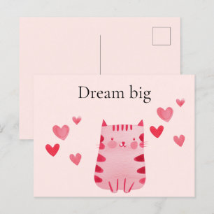 Blush Pink Cute Cat Hearts Postcard