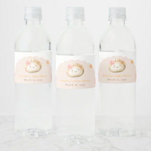 Blush Pink Cute Dumpling Baby Girl Shower Water Bottle Label