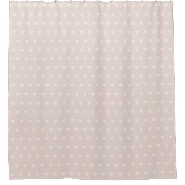 Blush Pink Cute Modern Geometric Triangles Pattern Shower Curtain (Front)