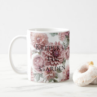 Blush Pink Dahlia Watercolor Cottagecore Gift Coffee Mug