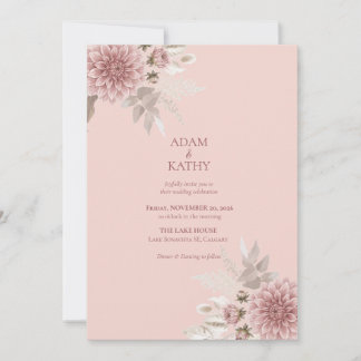 Blush Pink Dahlia Wedding Invitation