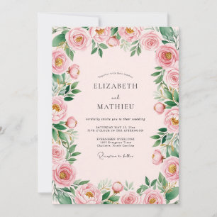 Blush Pink Dainty Romantic Wedding Invitation