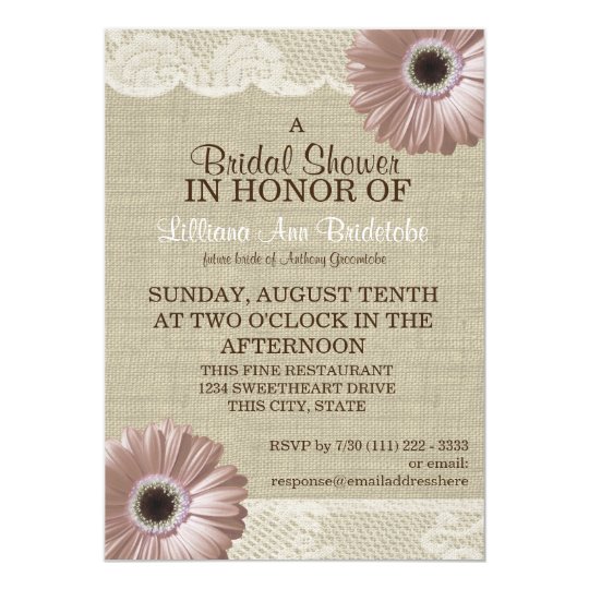 Blush Pink Daisy and Lace Bridal Shower Card