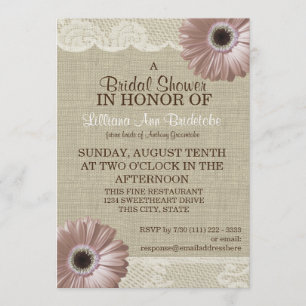 Blush Pink Daisy and Lace Bridal Shower Invitation