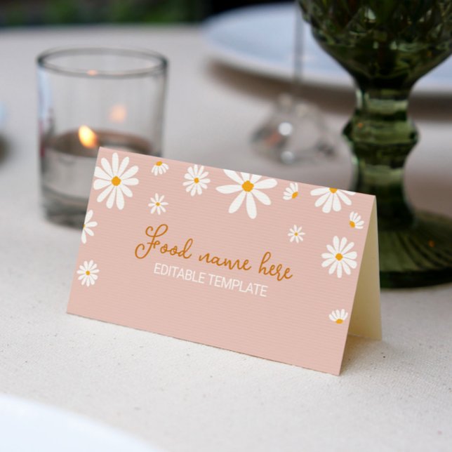 Blush Pink Daisy Birthday Party Place Card (Creator Uploaded)