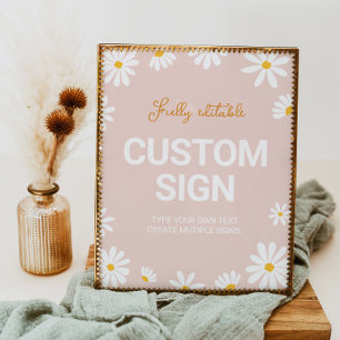 Blush Pink Daisy Birthday Party Table Sign