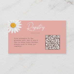 Blush Pink Daisy Floral Baby Shower Registry Enclosure Card