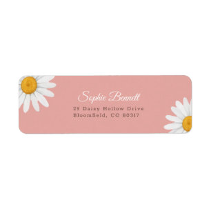 Blush Pink Daisy Floral Baby Shower Return Address