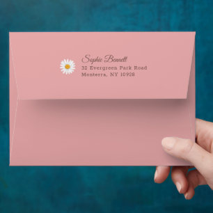 Blush Pink Daisy Floral Baby Shower Return Envelope