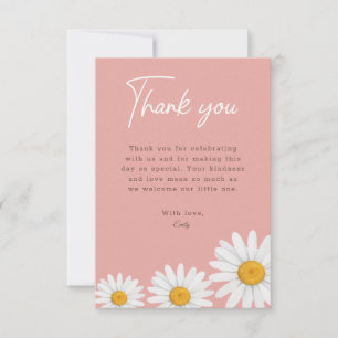 Blush Pink Daisy Floral Baby Shower Thank You Card