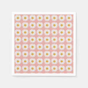 Blush Pink Daisy Floral Pattern Baby Shower Party Napkin