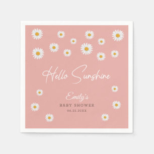 Blush Pink Daisy Hello Sunshine Baby Shower Paper Napkin
