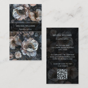 Blush Pink Dark Flowers Business Card