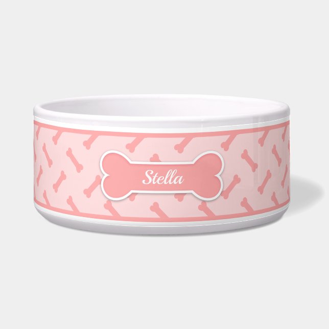Blush Pink Dog Bone Pattern With Custom Pet Name (Front)
