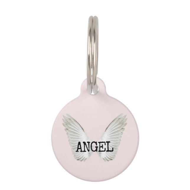 Blush Pink Dog Cat Angel Pet Tag (Front)