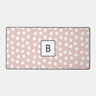 Blush pink dotted monogram desk mat