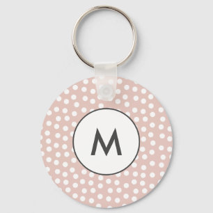 Blush pink dotted monogram key ring