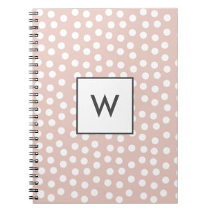 Blush pink dotted monogram notebook