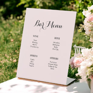 Blush Pink Drinks Bar Menu  Pedestal Sign