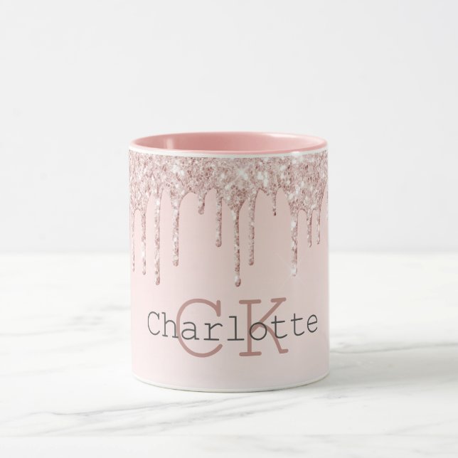 Blush pink drips monogram initials mug (Center)