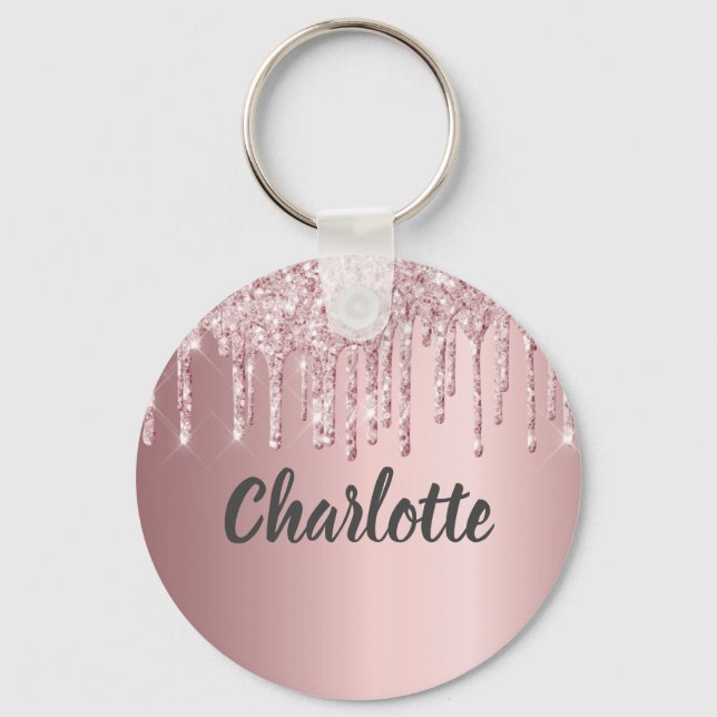 Blush pink drips name key ring (Front)