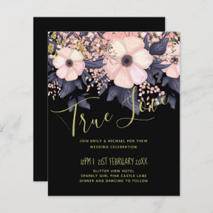 Blush Pink Dusty Blue Black Wedding Floral Budget