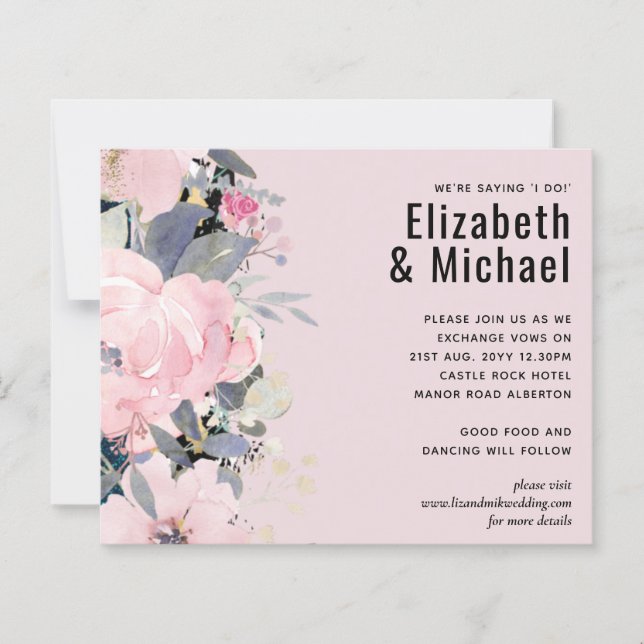 Blush Pink Dusty Blue Floral Wedding Budget (Front)