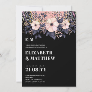 Blush Pink Dusty Blue Rosegold Floral Wedding Chic
