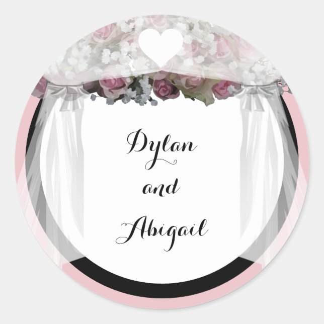 Blush Pink & Dusty Green Wedding Sticker (Front)